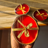 Thenga Coconut Shell love Candles/Diya - Red ( Set of 2 )